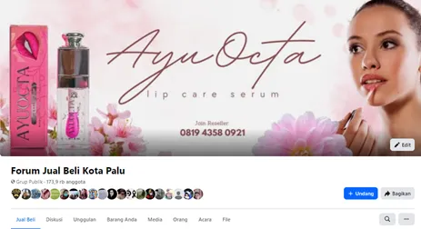 Tangkapan layar grup Facebook Forum Jual Beli Kota Palu